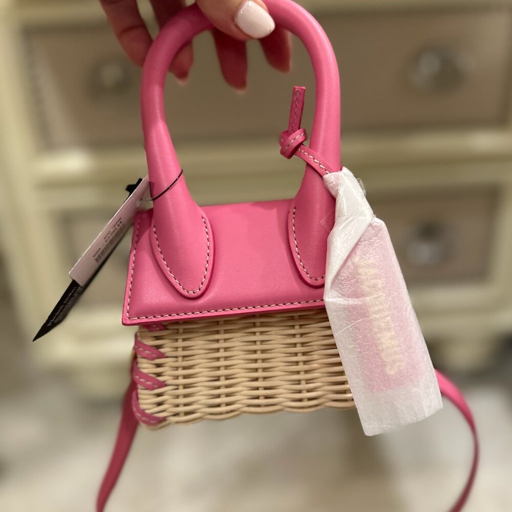 Jacquemus Le Chiquito mini bag—Pink, Wicker